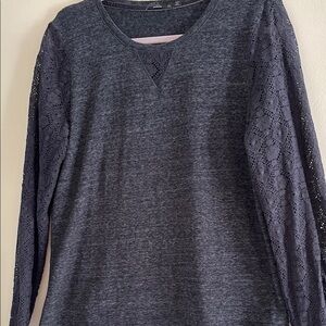 Prana long sleeved top with crochet sleeves. Size XL
